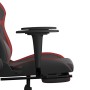 Sedia da Gaming con Poggiapiedi Nero e Rosso Vino in Similpelle