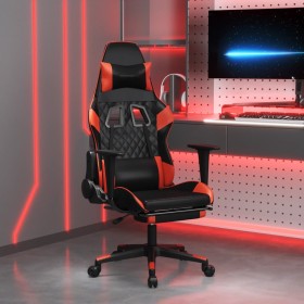 Sedia da Gaming con Poggiapiedi Nero e Rosso in Similpelle