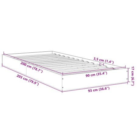 Giroletto Grigio Sonoma 90x200 cm in Legno Multistrato