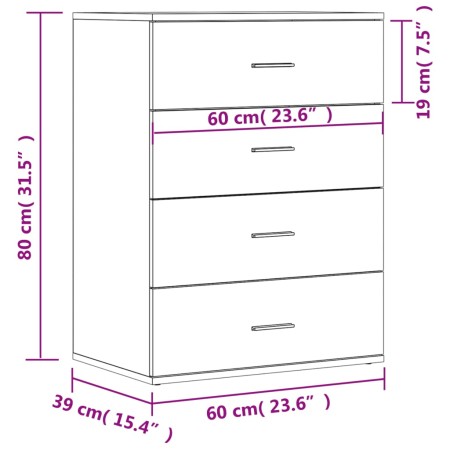 Credenze 2 pz Rovere Sonoma 60x39x80 cm in Legno Multistrato