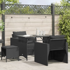 Set Divani da Giardino 4 pz con Cuscini Nero in Polyrattan