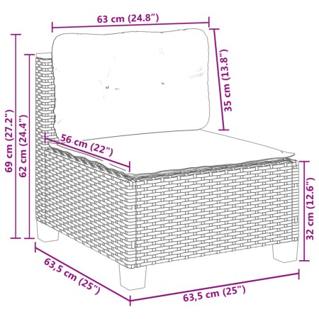 Set Divani da Giardino 4 pz con Cuscini in Polyrattan Grigio