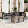 Set Divano da Giardino 8 pz con Cuscini Grigio in Polyrattan