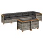 Set Divano da Giardino 8 pz con Cuscini Grigio in Polyrattan