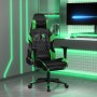 Sedia da Gaming con Poggiapiedi Nero e Verde in Similpelle