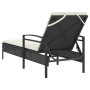 Lettino Prendisole con Cuscino Nero 63x200x81 cm in Polyrattan