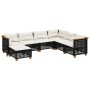 Set Divani da Giardino con Cuscini 7pz Nero Polyrattan