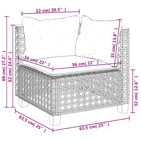 Set Divani da Giardino con Cuscini 8 pz Nero in Polyrattan