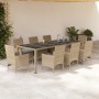 Set da Pranzo da Giardino 9 pz con Cuscini Polyrattan e Vetro