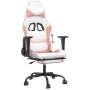 Sedia da Gaming con Poggiapiedi Bianco e Rosa in Similpelle