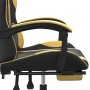 Sedia da Gaming con Poggiapiedi Nero e Oro in Similpelle