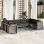 Set Divano da Giardino 9 pz con Cuscini Grigio in Polyrattan