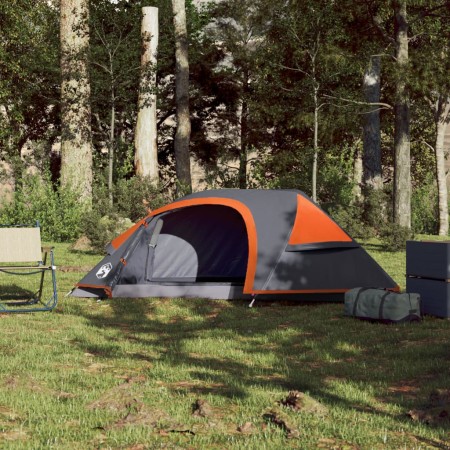 Tenda Campeggio a Cupola 1Persona Grigia Arancione Impermeabile