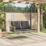 Panchina Dondolo con Cuscini Grigia 109x62x40 cm in Polyrattan