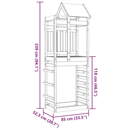 Torre da Gioco con Arrampicata 85x52,5x239 cm Pino Impregnato