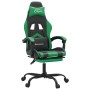 Sedia da Gaming con Poggiapiedi Nero e Verde in Similpelle