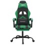 Sedia da Gaming con Poggiapiedi Nero e Verde in Similpelle