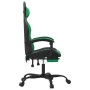 Sedia da Gaming con Poggiapiedi Nero e Verde in Similpelle