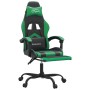 Sedia da Gaming con Poggiapiedi Nero e Verde in Similpelle