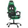 Sedia da Gaming con Poggiapiedi Nero e Verde in Similpelle