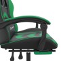 Sedia da Gaming con Poggiapiedi Nero e Verde in Similpelle