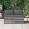 Divani Centrali da Giardino con Cuscini 2pz Polyrattan Grigio