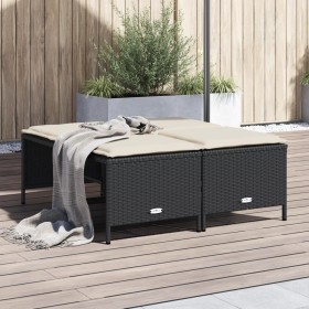 Sgabelli da Giardino con Cuscini 4 pz Neri in Polyrattan