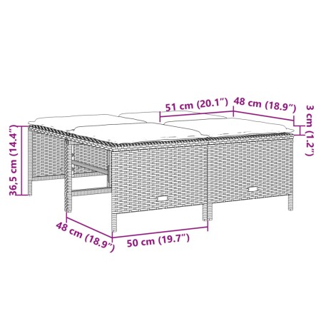 Sgabelli da Giardino con Cuscini 4 pz Neri in Polyrattan