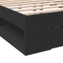 Giroletto con Cassetti Nero 135x190 cm in Legno Multistrato