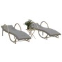 Lettini Prendisole 2 pz con Tavolino Beige in Polyrattan