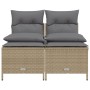 Set Divano da Giardino 4 pz con Cuscini Beige in Polyrattan