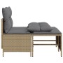 Set Divano da Giardino 4 pz con Cuscini Beige in Polyrattan