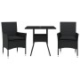 Set da Pranzo da Giardino 3 pz con Cuscini Polyrattan e Vetro