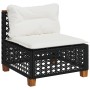 Set Divani da Giardino 9 pz con Cuscini Nero in Polyrattan