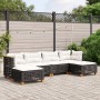 Set Divano da Giardino 6 pz con Cuscini Nero in Polyrattan