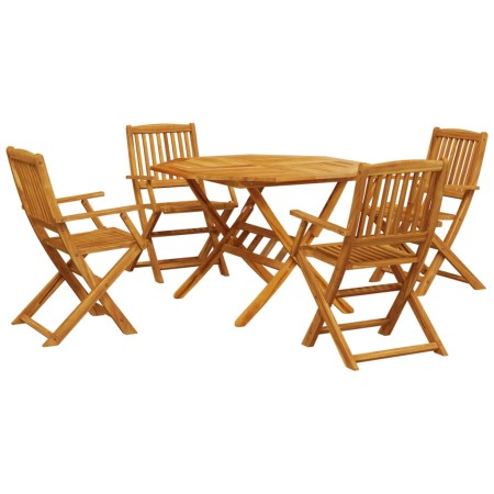 Set Pranzo da Giardino Pieghevole 5pz Legno Massello di Acacia