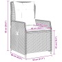 Set da Pranzo da Giardino 9 pz con Cuscini in Polyrattan Grigio