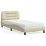 Letto con Materasso Crema 90x200 cm in Tessuto