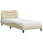 Letto con Materasso Crema 90x200 cm in Tessuto