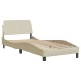 Letto con Materasso Crema 90x200 cm in Tessuto