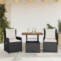 Set da Bistrò 3 pz con Cuscini Nero in Polyrattan