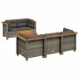 Set Divano da Giardino 6 pz con Cuscini Grigio in Polyrattan