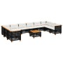 Set Divani da Giardino 11 pz con Cuscini in Polyrattan Nero