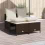 Set Divano da Giardino 4 pz con Cuscini Marrone in Polyrattan