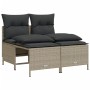 Set Divano da Giardino 4pz con Cuscini Grigio Chiaro Polyrattan