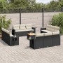 Set Divani da Giardino 13pz con Cuscini Nero in Polyrattan