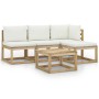 Set Salotto da Giardino 5pz con Cuscini Crema