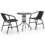 Set Mobili da Pranzo per Giardino 3 pz Nero