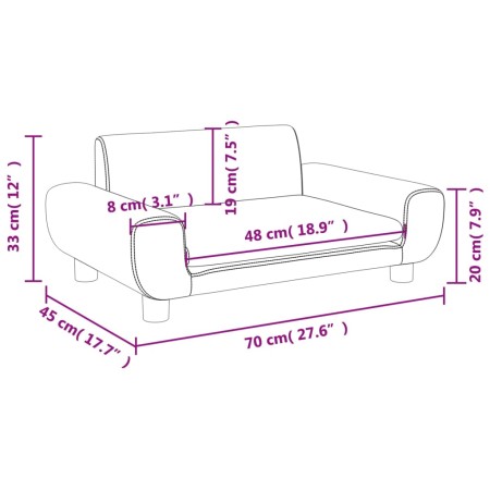 Divano per Bambini Grigio Chiaro 70x45x33 cm in Velluto