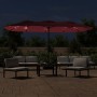 Ombrellone a Doppia Testa con LED Rosso Bordeaux 449x245 cm